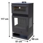 Kaminofen mit Backfach Panoramakamin Dreiseitig Glas 3 Scheiben Teba TKS 15 Verglast 3 Seiten Holzofen 12,8 kW Kamin Ofen Holz Holzherd Küchenofen