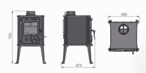 Guca Iskra Kaminofen aus Gusseisen, 6 kW, Energieeffizienzklasse A+, kompakter Holzofen im Antik-Design – Bild 6