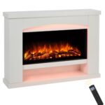 Endeavour Fires Duggleby Elektrokamin-Suite 48" | Realistischer LED-Flammeneffekt, dekorativer Kamin, energieeffizient, Farbe Off-White | 120 (B) x 87 (H) x 28 (T) cm
