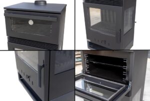 Kaminofen mit Backfach Panoramakamin Dreiseitig Glas 3 Scheiben Teba TKS 15 Verglast 3 Seiten Holzofen 12,8 kW Kamin Ofen Holz Holzherd Küchenofen – Bild 7