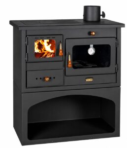 Prity Holzofen 10 kW Gusseisen Top Holzofen Schwarz Holzofen für Räume bis zu 120 m²