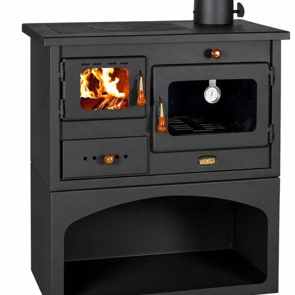 Prity Holzofen 10 kW Gusseisen Top Holzofen Schwarz Holzofen für Räume bis zu 120 m²