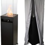 Planika - Faro – Terrassenheizer Gas schwarzer, 8kW tragbarer und freistehender, Propan Heizpilz für Ihren Garten und Terrasse (Faro + Abdeckung), 36 x 36 x 150 cm
