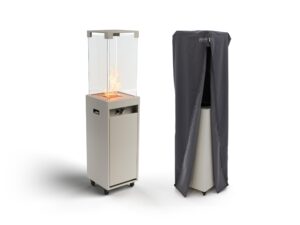 Planika - Faro - Grauer Gas-Terrassenheizer, 8kW tragbar und freistehend, Propan/LPG - Heizpilz für Garten und Terrasse (Faro Abdeckung) 36 x 36 x 150 cm