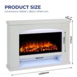 Endeavour Fires Duggleby Elektrokamin 48", LED-Flammeneffekt, Off-White, 120 × 87 × 28 cm – Bild 4