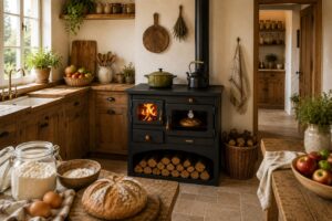 Prity Holzofen 10 kW Gusseisen Top Holzofen Schwarz Holzofen für Räume bis zu 120 m² – Bild 5