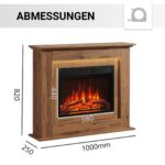 BALDERIA Finn Elektrischer Standkamin, Elektroheizung 2000W, Dunkle Eiche – Bild 6