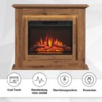 BALDERIA Finn Elektrischer Standkamin, Elektroheizung 2000W, Dunkle Eiche – Bild 7