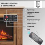 BALDERIA Finn Elektrischer Standkamin, Elektroheizung 2000W, Dunkle Eiche – Bild 4