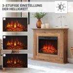 BALDERIA Finn Elektrischer Standkamin, Elektroheizung 2000W, Dunkle Eiche – Bild 3